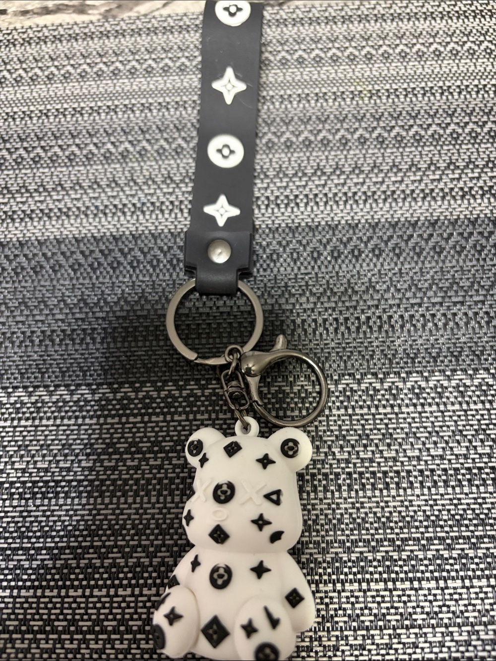Black & White Bear Keychain Wristlet